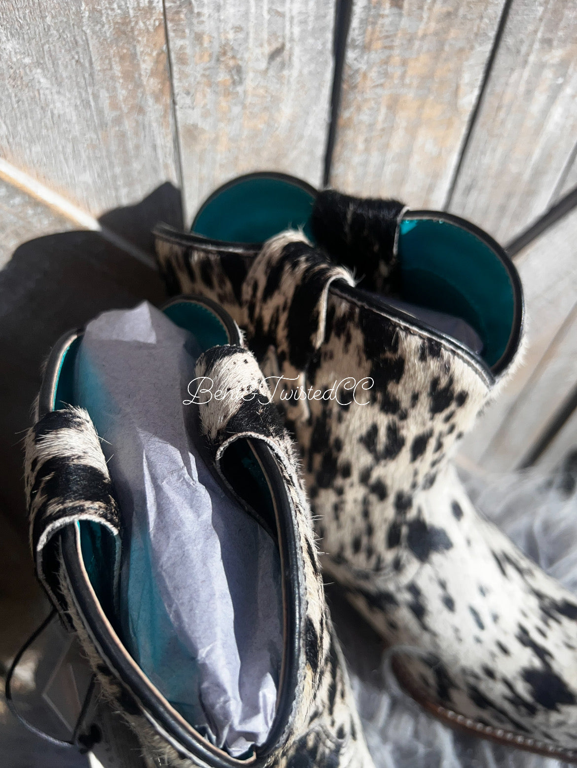 cowhide booties