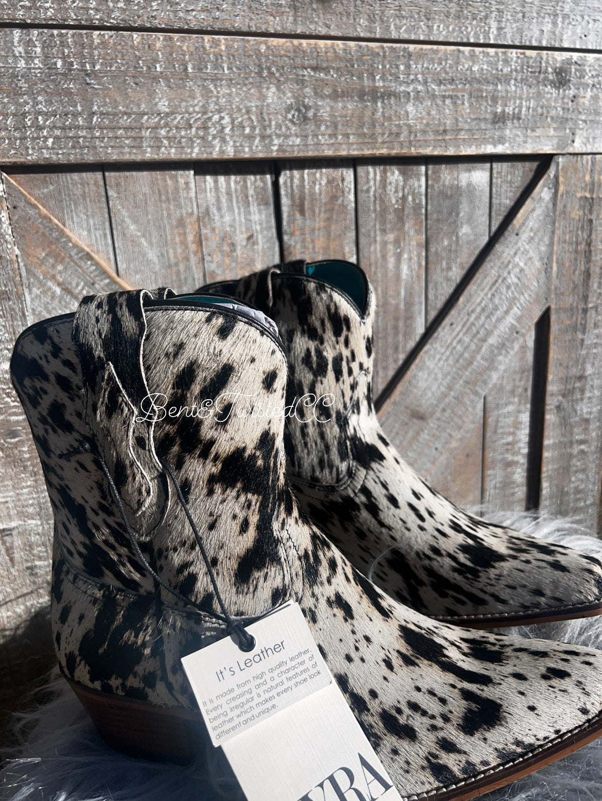 cowhide booties