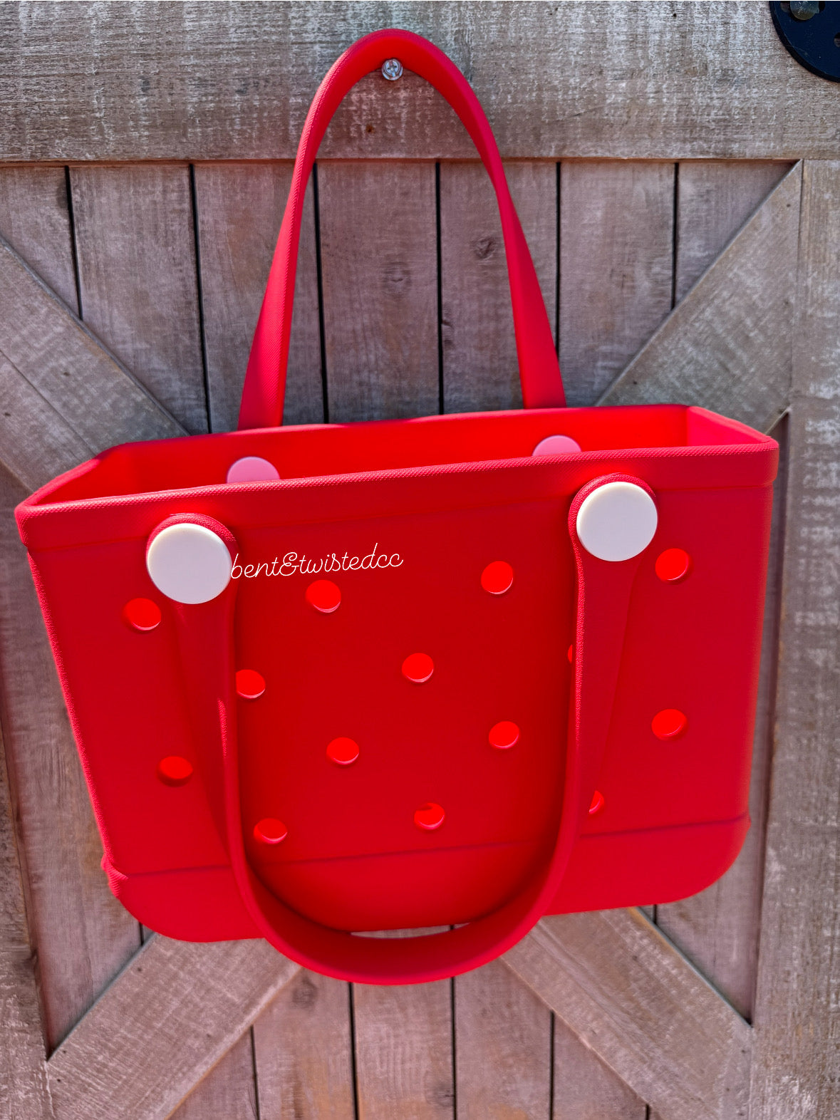 small red eva tote