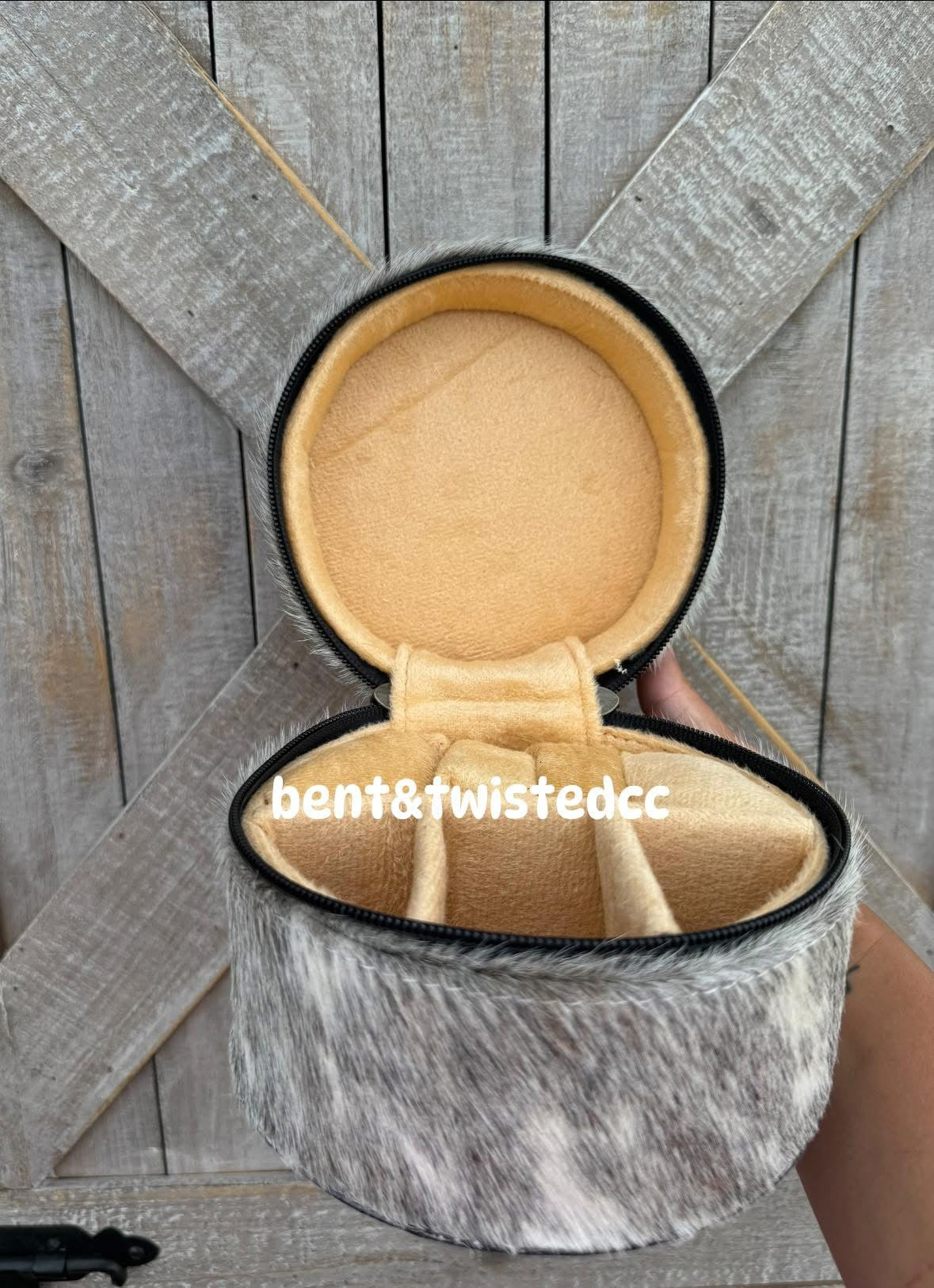 cow hide hand tooled jewelry case