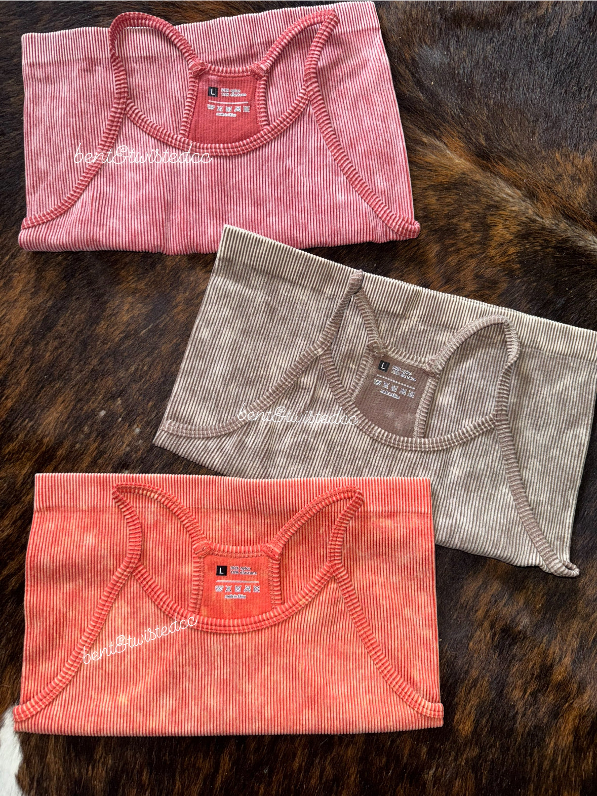 acid washed ribbed tank caramel