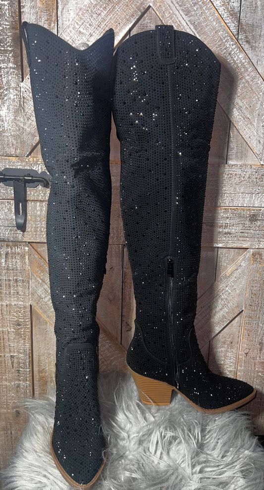 Forever rhinestone knee boots