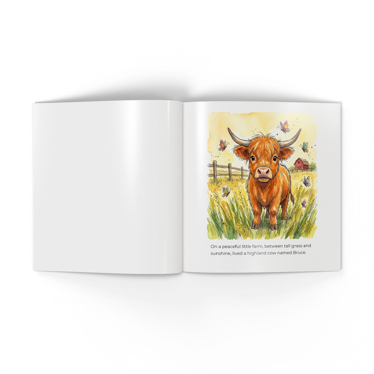 1-Softcover Photo Book: "Bruce the Cow Who Couldn't Moo at First" Farm Storybook for Toddlers & Early Readers
