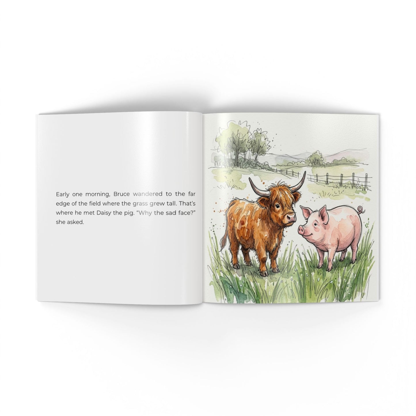 1-Softcover Photo Book: "Bruce the Cow Who Couldn't Moo at First" Farm Storybook for Toddlers & Early Readers