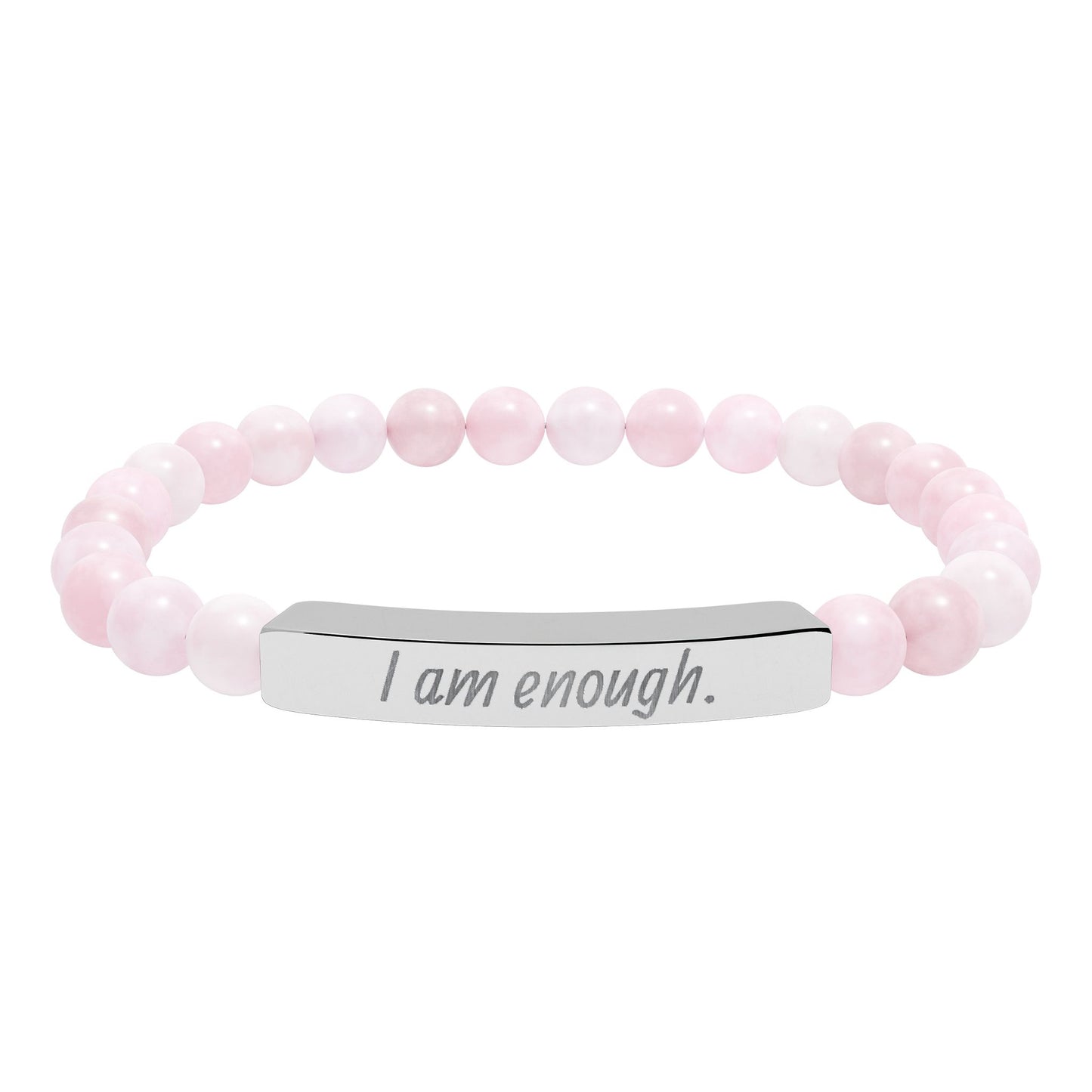 Engraved 'I Am Enough' Natural Stone Stretch Bracelet