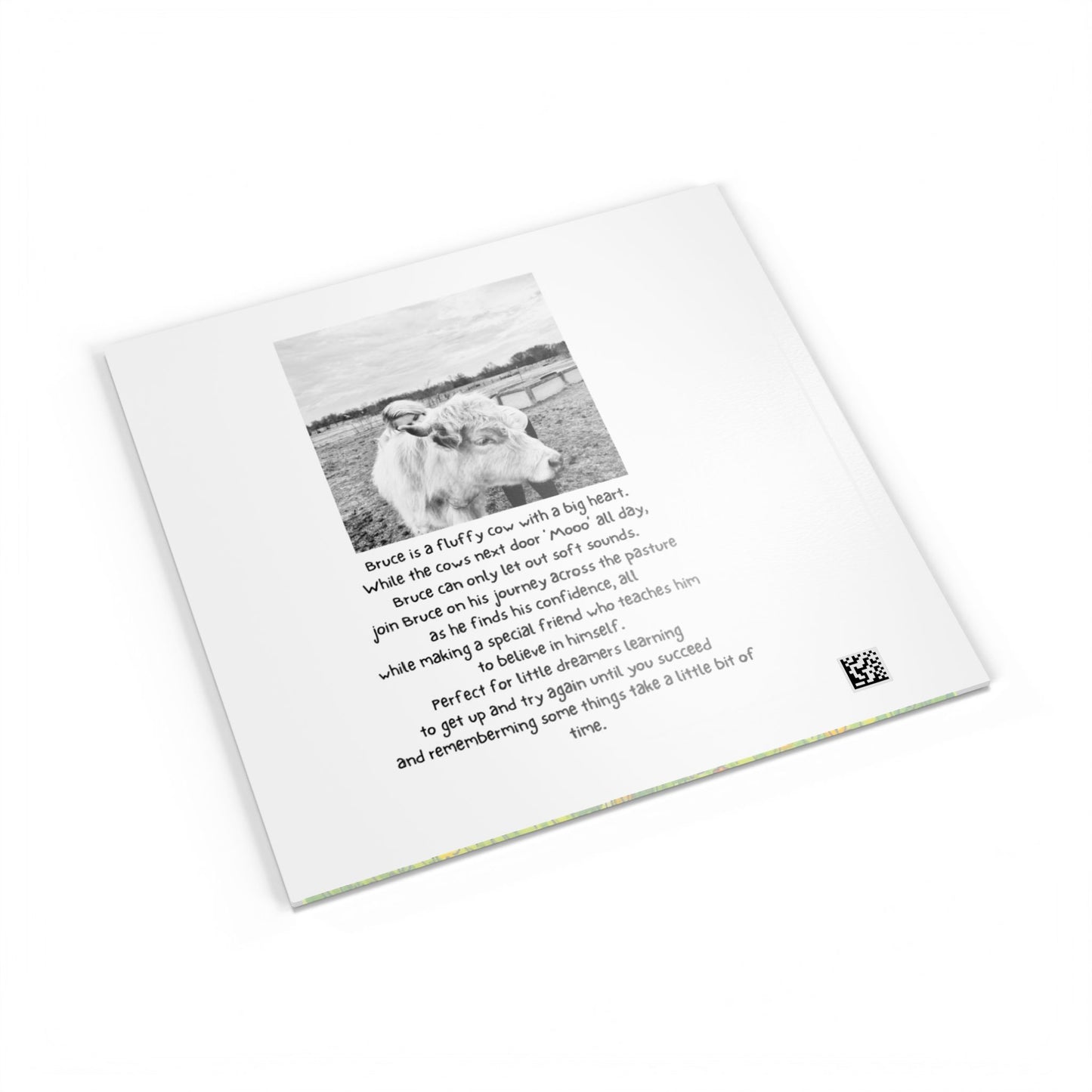 1-Softcover Photo Book: "Bruce the Cow Who Couldn't Moo at First" Farm Storybook for Toddlers & Early Readers