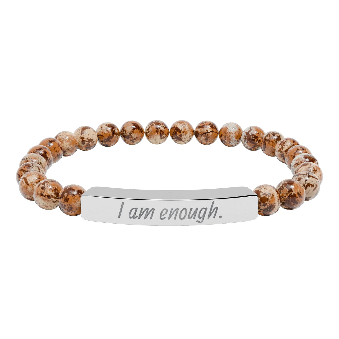 Engraved 'I Am Enough' Natural Stone Stretch Bracelet