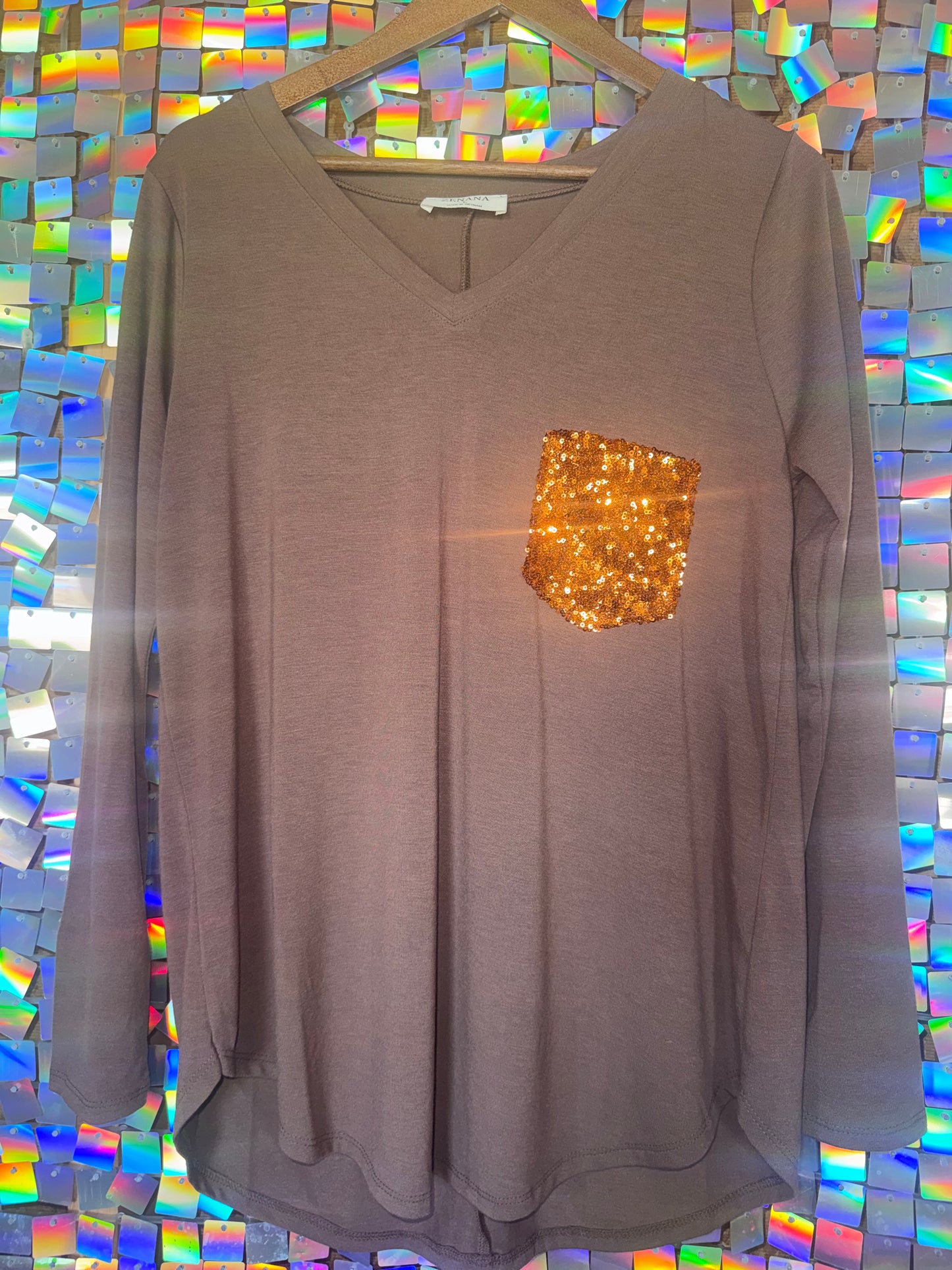 sequin pocket top: butter soft