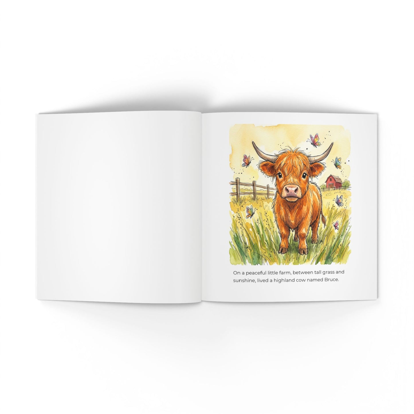 1-Softcover Photo Book: "Bruce the Cow Who Couldn't Moo at First" Farm Storybook for Toddlers & Early Readers