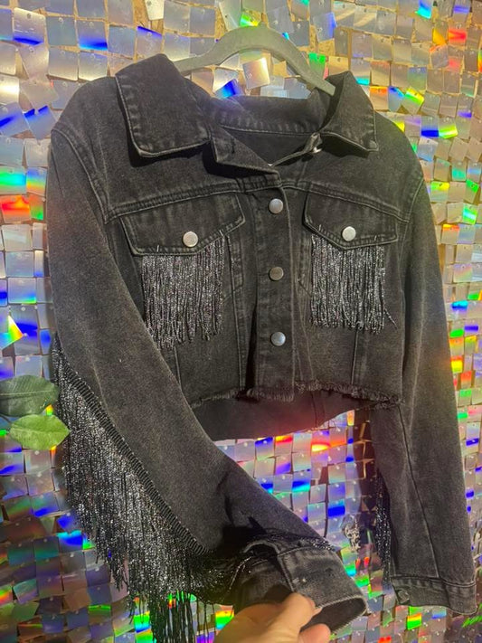 fringe denim jacket ￼
