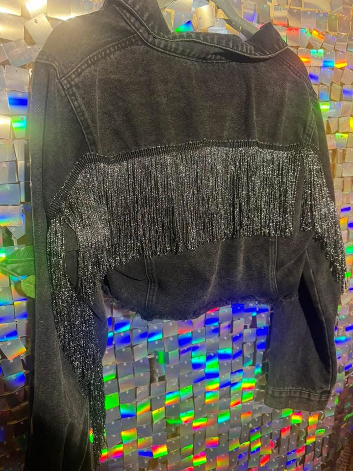 fringe denim jacket ￼