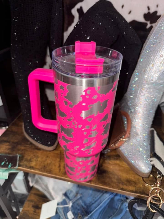 40oz pink cow tumbler