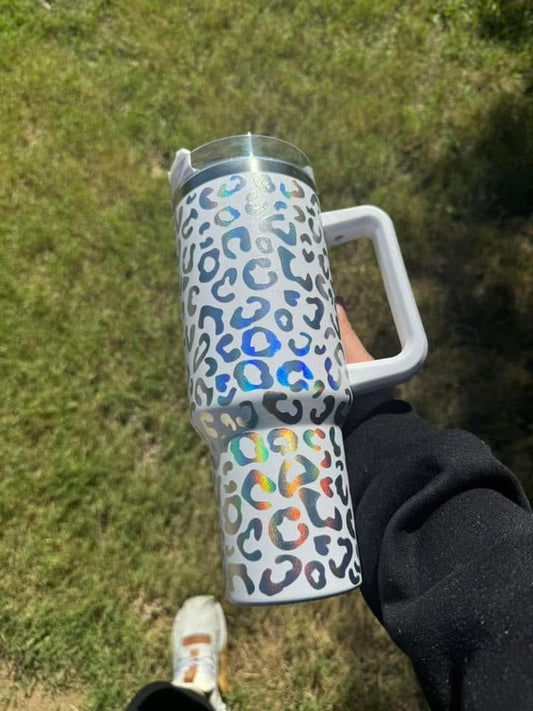 40oz white holographic tumbler