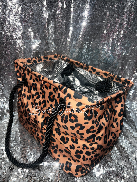 On the go dark leopard tote