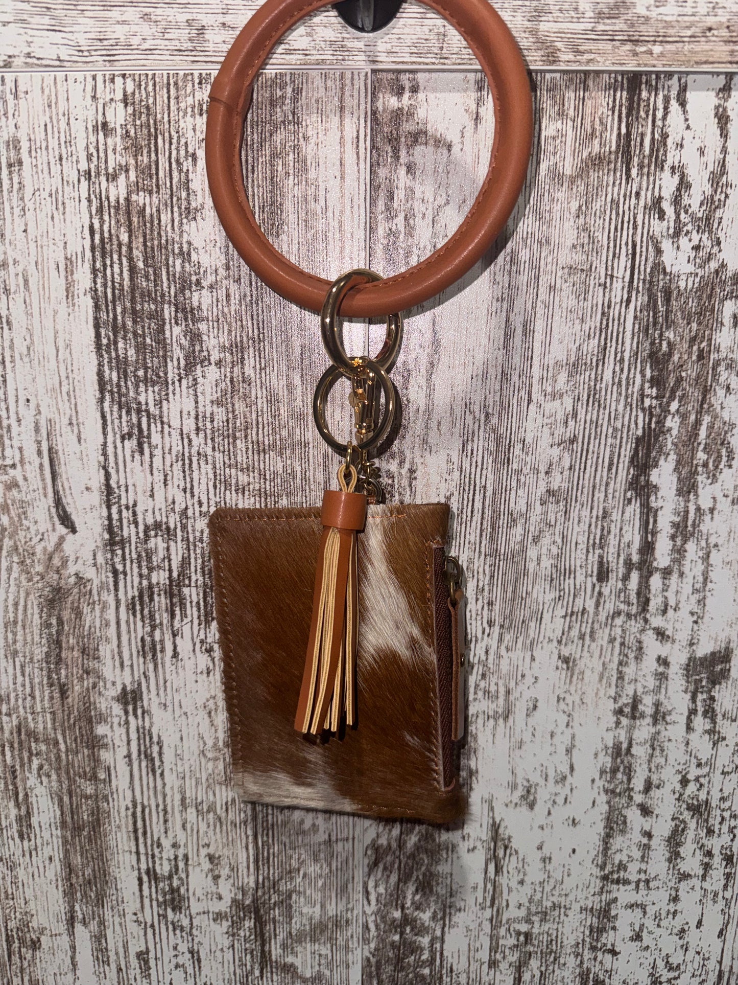 cow hide wristlet ( real cow hide & real leather )