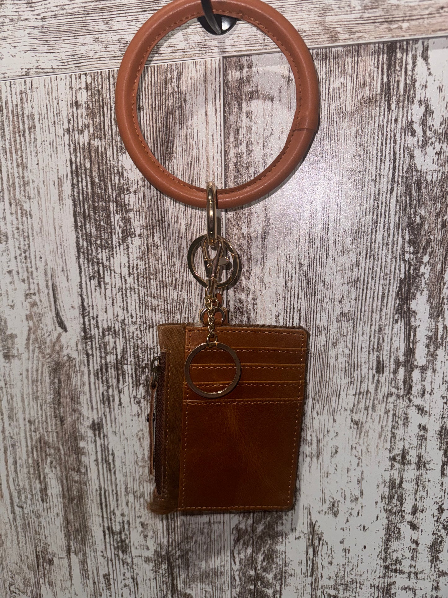 cow hide wristlet ( real cow hide & real leather )